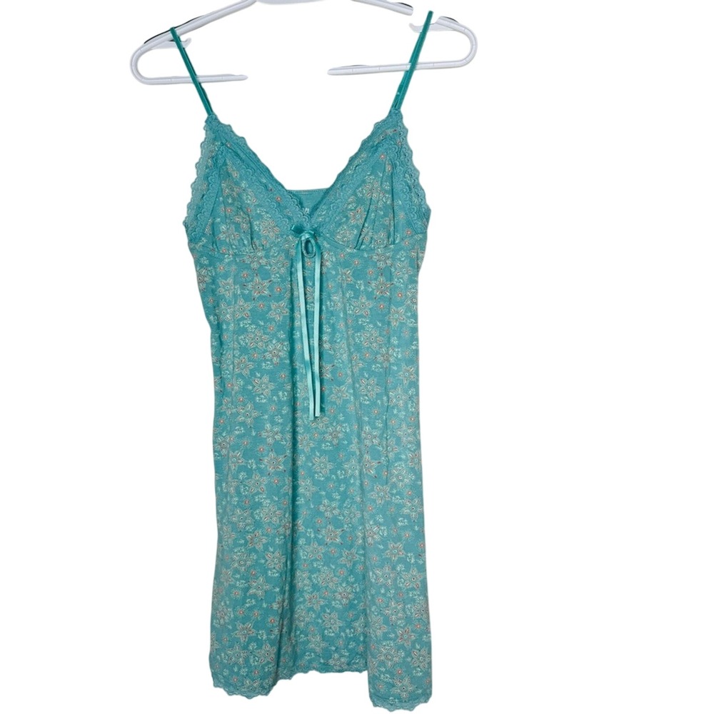 Vintage Old Navy‎ Y2K Lace Trim Babydoll Slip Dress M Floral Coquette Dainty